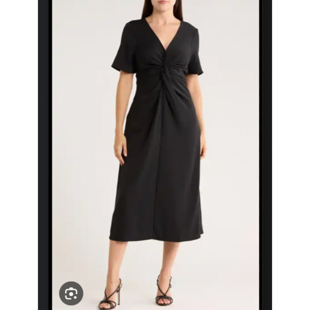 PACT Wrap 2XL Front Maxi Dress Black Minimalist Organic Cotton Neutral Jersey